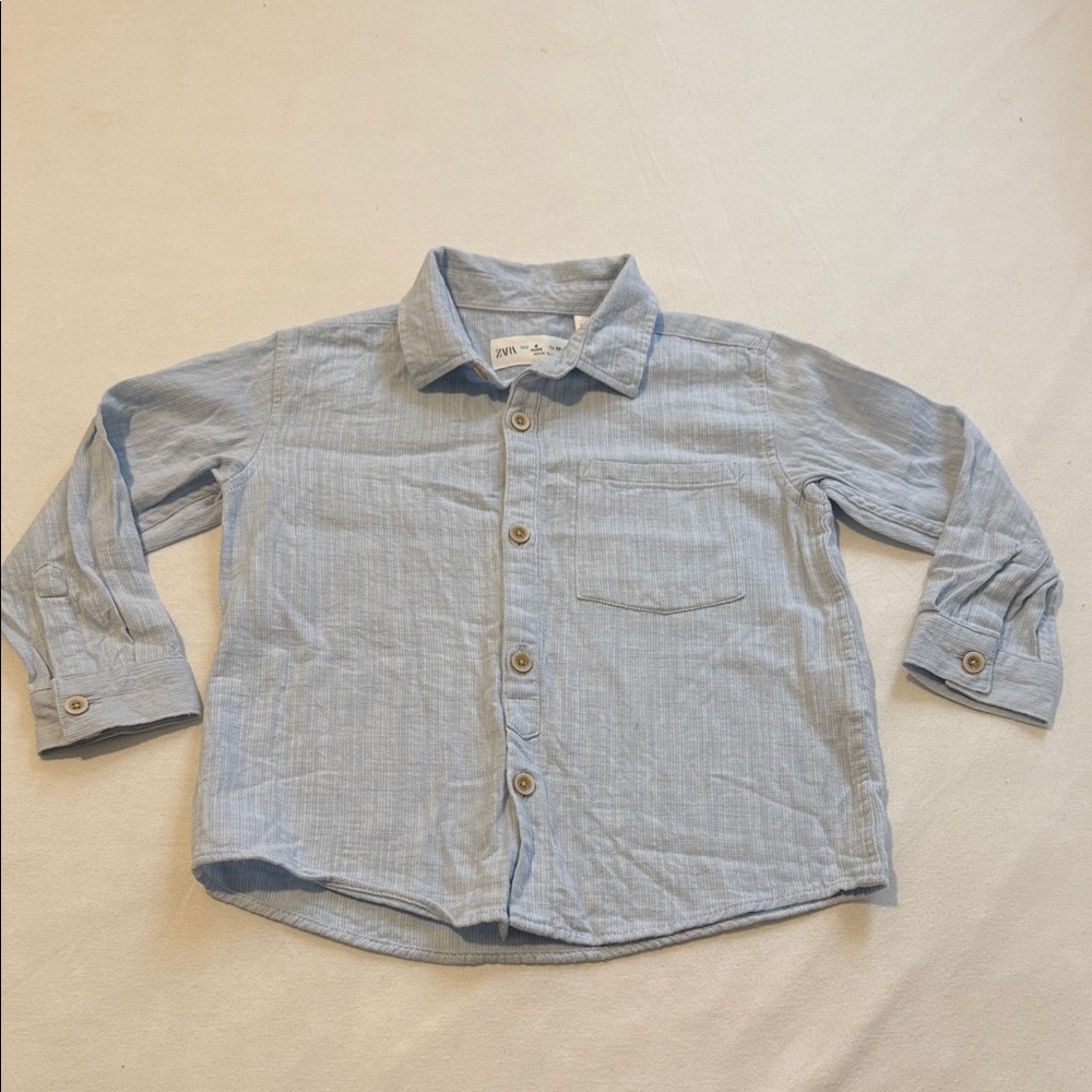 Zara Kids Sky Blue Button Down Shirt Size 4 Years